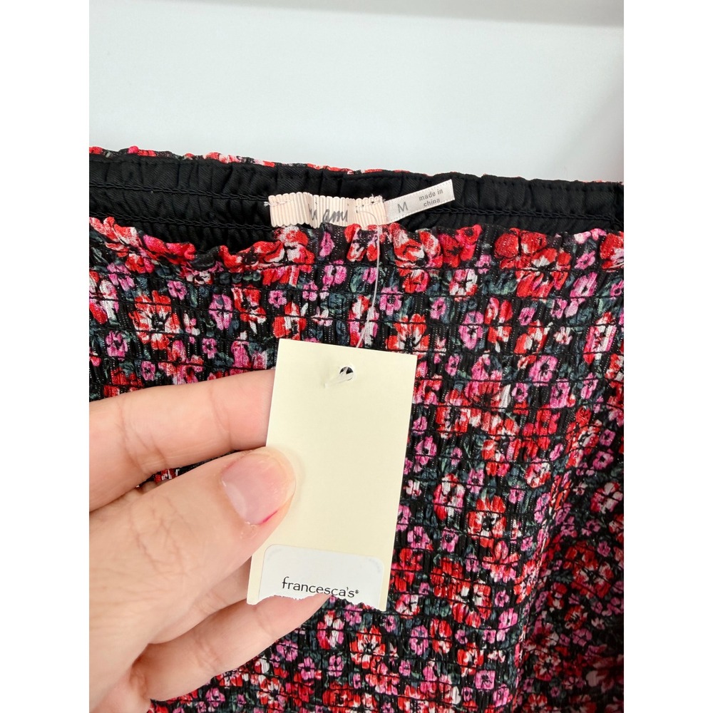 Mi Ami Francesca's Floral Smocked Mini Dress M Red Black Cottagecore Coquette - Picture 5 of 9